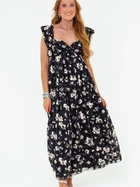 Buddy Love Lilly Sweetheart Neckline Floral Midi Dress Boho Cottagecore Size M